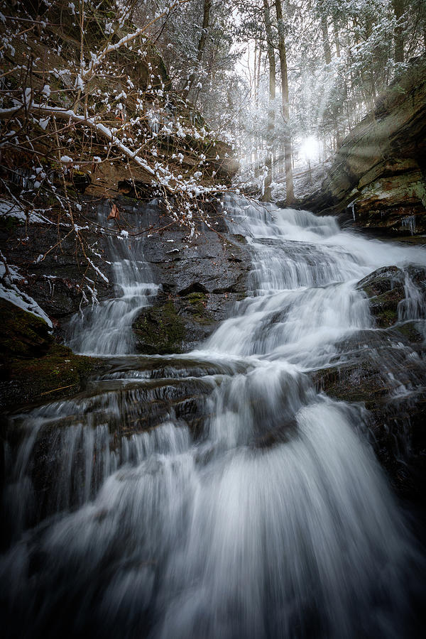 Waterfall Photograph - Deans Ravine Falls Winter by Bill Wakeley