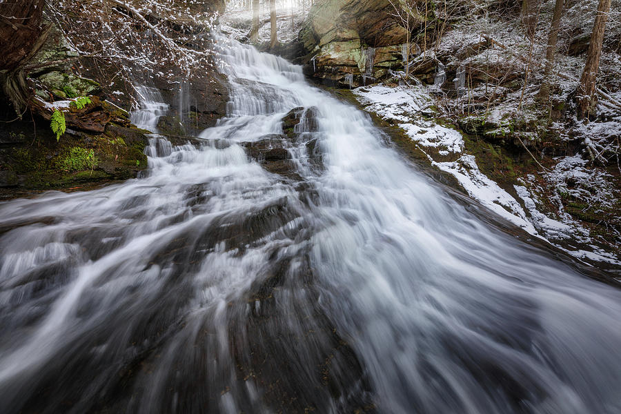 Deans Ravine Waterfall Winter Photograph by Bill Wakeley