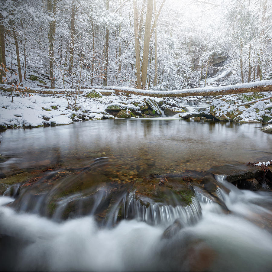 Waterfall Photograph - Deans Ravine Winter square by Bill Wakeley