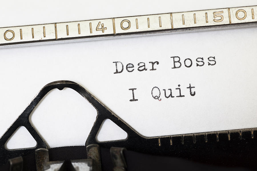 Dear Boss i Quit. Written on old typewriter Photograph by Labsas