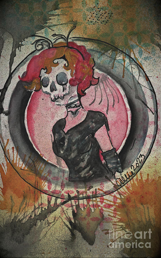 Death As A Roller Derby Girl Painting by Allie Lily
