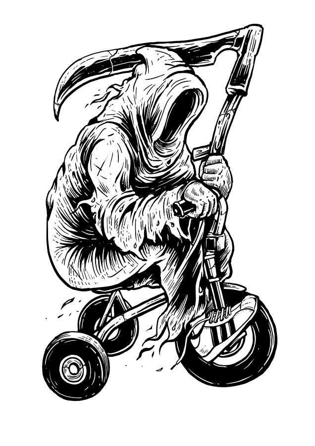 Death is coming on tricycle Digital Art by Long Shot