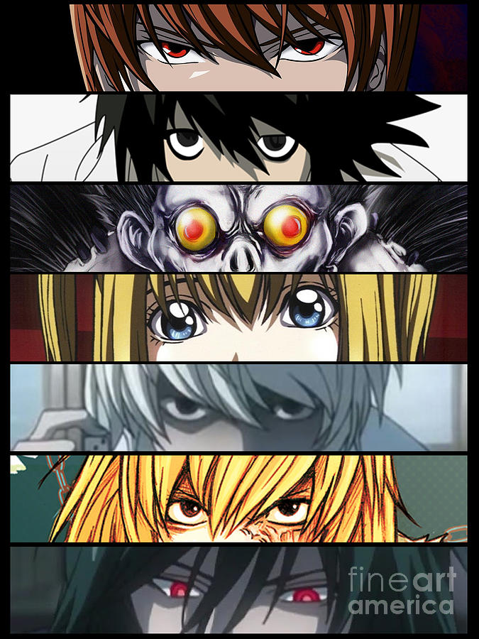 Death Note Eyes Main Characters Drawing by Fantasy Anime - Pixels