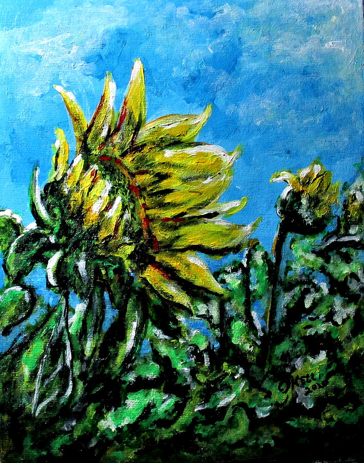 Death Of A Sunflower Painting by Clyde J Kell