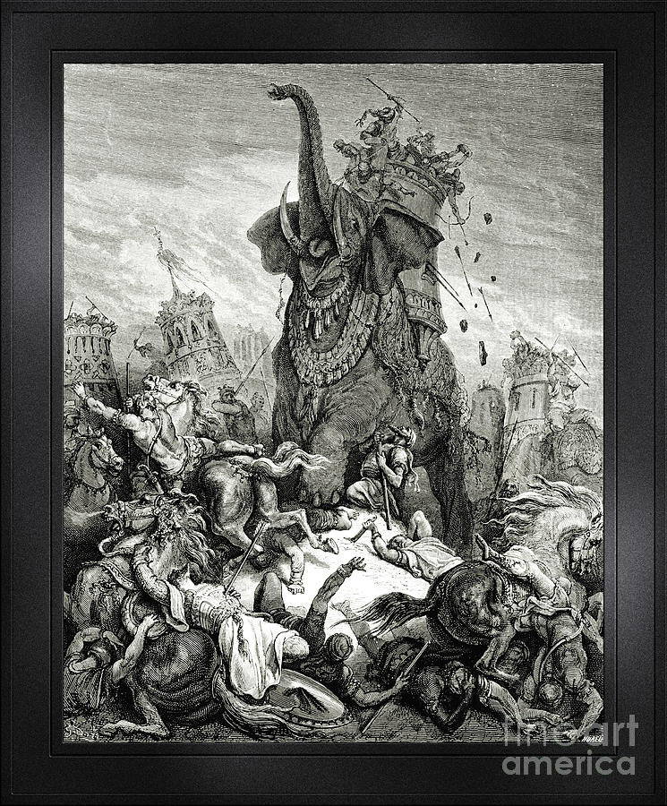 Death of Eleazer by Gustave Dore Remastered Xzendor7 Fine Art Classical Reproductions Drawing by Rolando Burbon