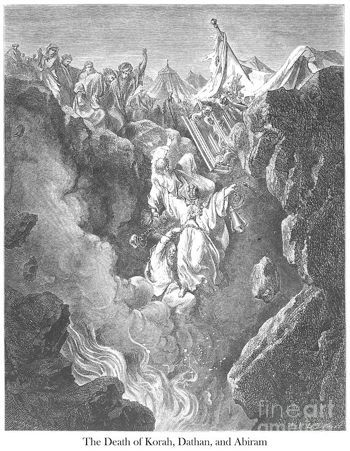 Death of Korah, Dathan, and Abiram by Gustave Dore v1 Drawing by Historic illustrations