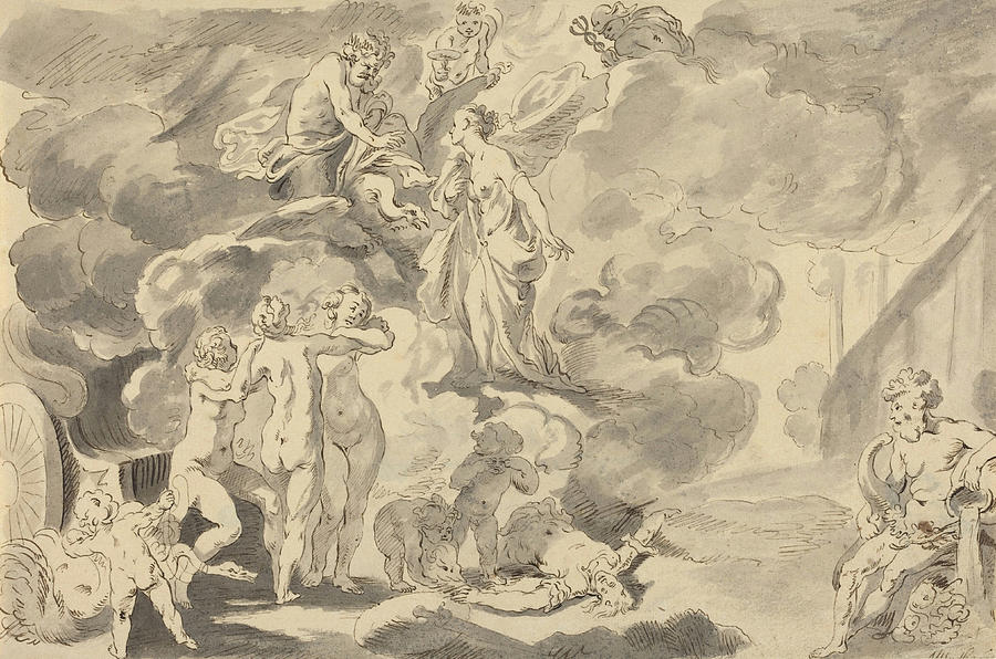 Death of Phaeton Drawing by Michael Burghers after Johann Liss