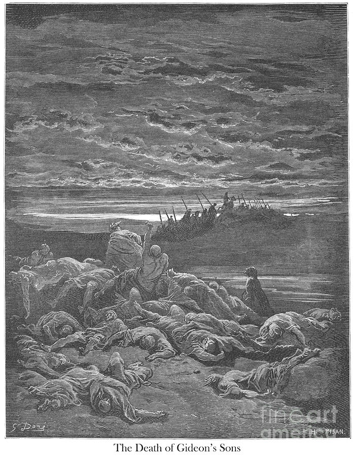 Death of the Sons of Gideon by Gustave Dore v1 Drawing by Historic illustrations