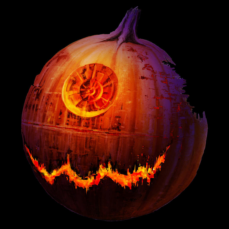 Death Star Pumpkin fire Digital Art by Andrea Gatti