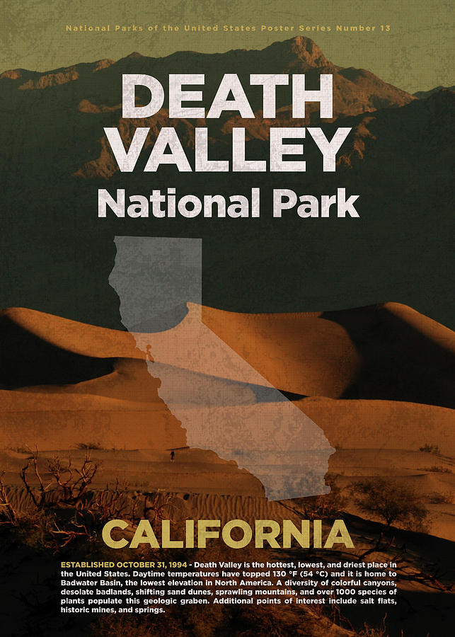 National Parks Mixed Media - Death Valley National Park in California Travel Poster Series of National Parks Number 13 by Design Turnpike
