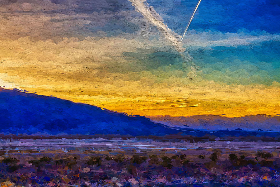 Death Valley Sunset painting Mixed Media by Tatiana Travelways