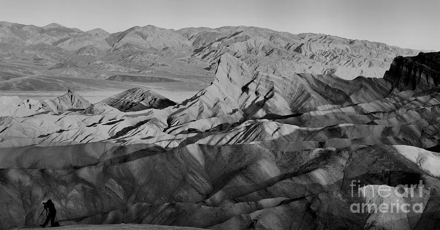 Death Valley Wide Sunrise Panorama Black And White Photograph by Adam Jewell