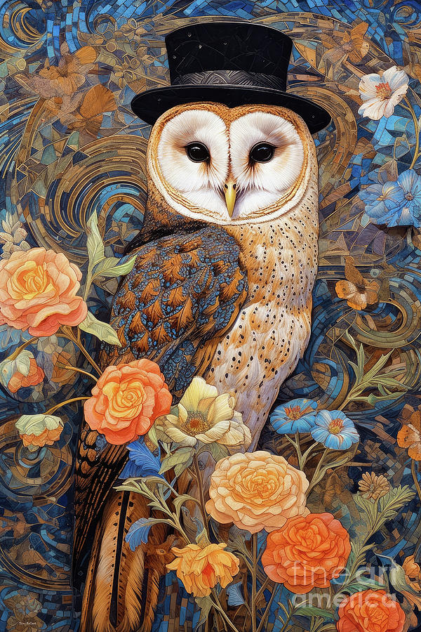 Owl Digital Art - Debonair Barn Owl by Tina LeCour