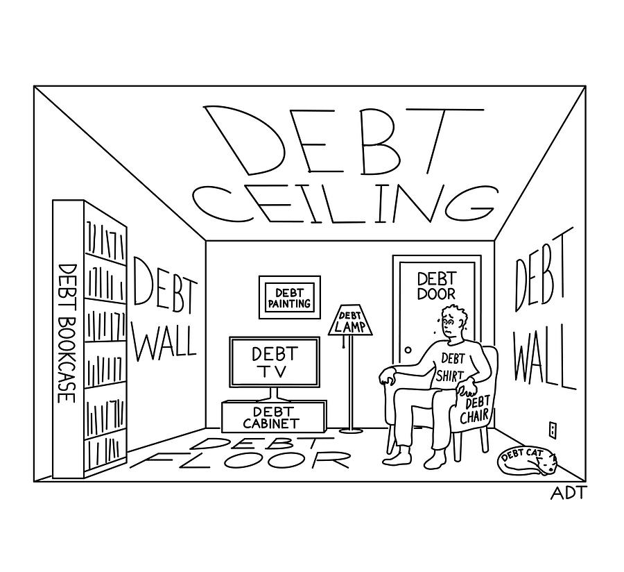 Debt Ceiling Drawing by Adam Douglas Thompson