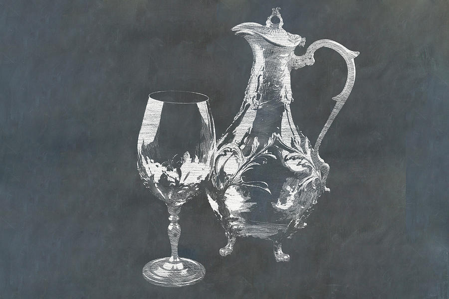 Decanter And Wine Glass On Slate Photograph