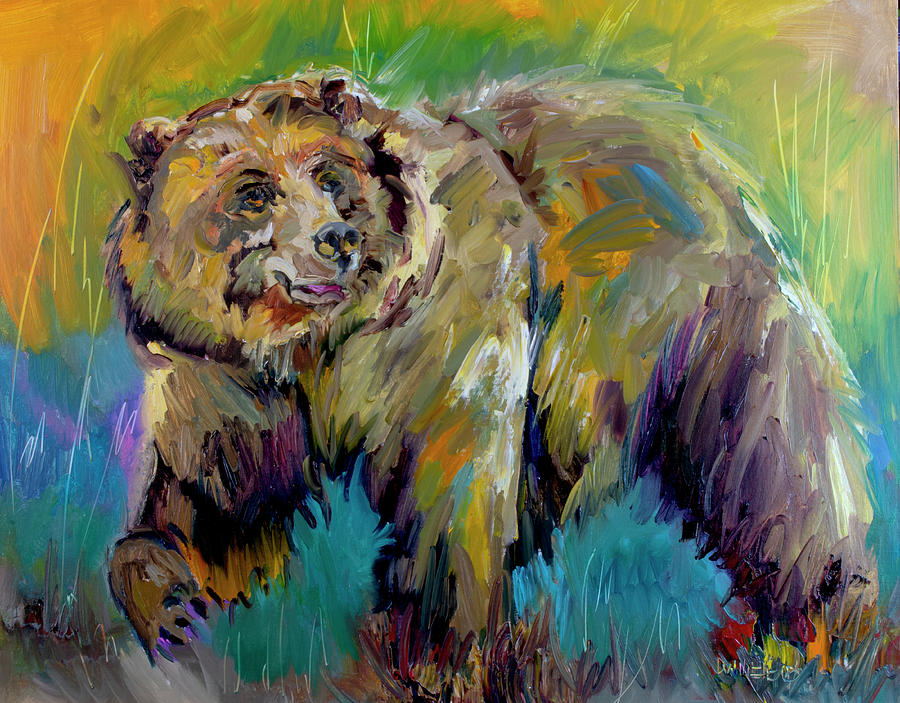 December Bear Painting by Diane Whitehead