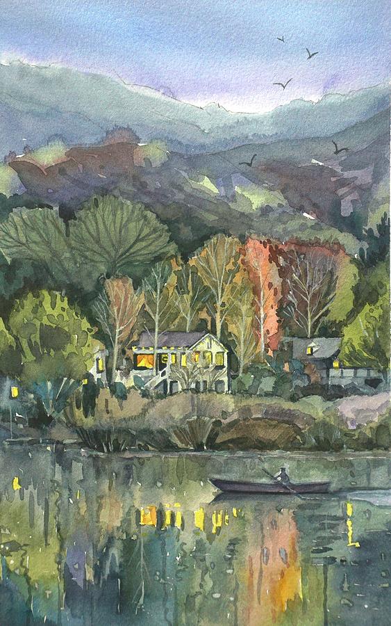 December Evening On Malibou Lake Painting