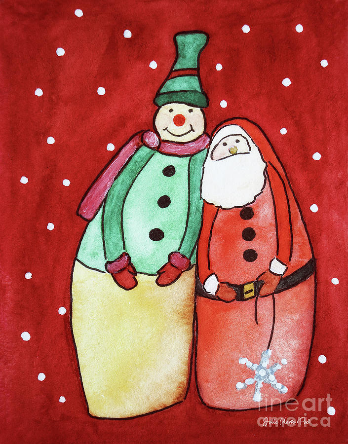 December Friends Painting by Jutta Maria Pusl