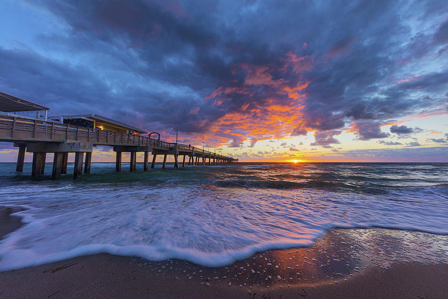 December Sunrise at Dania Beach Pier Photograph by Claudia Domenig