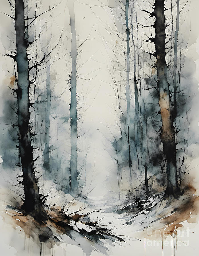 December Woodland Painting by Philip Openshaw