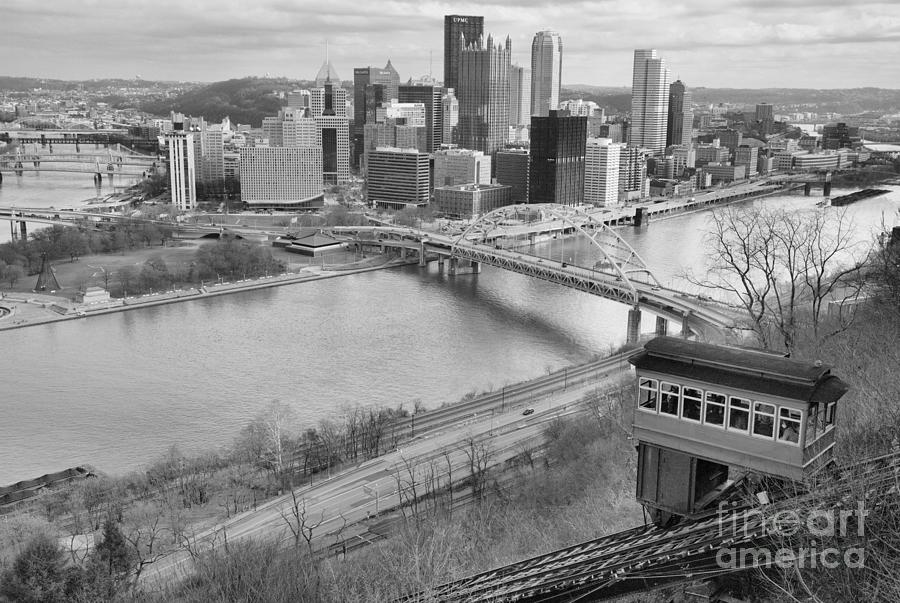 Decending Into The Steel City In 2021 Black And White Photograph by Adam Jewell