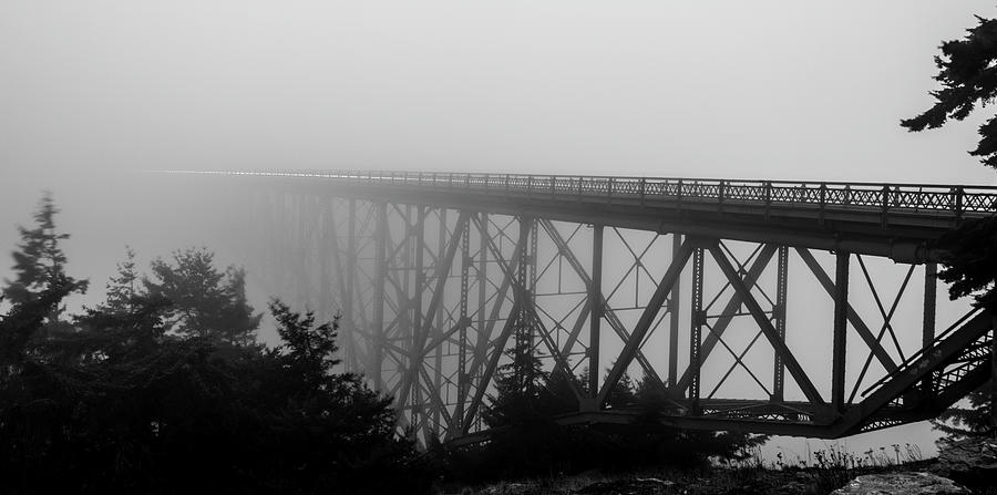 Deception Pass Bridge Monochrome Photograph by Bob VonDrachek