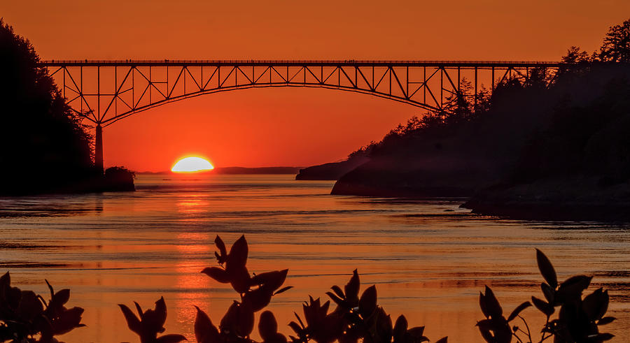 Deception Pass Bridge Sunset Photograph by Bill Ray