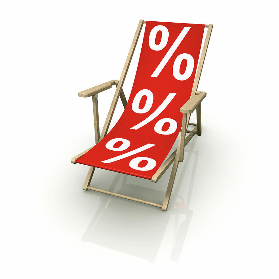 Deck chair with percentage signs on white Photograph by Artpartner-images