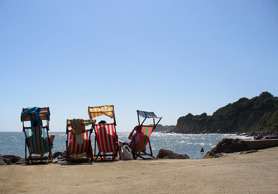 Deck chairs on beach Photograph by s0ulsurfing - Jason Swain