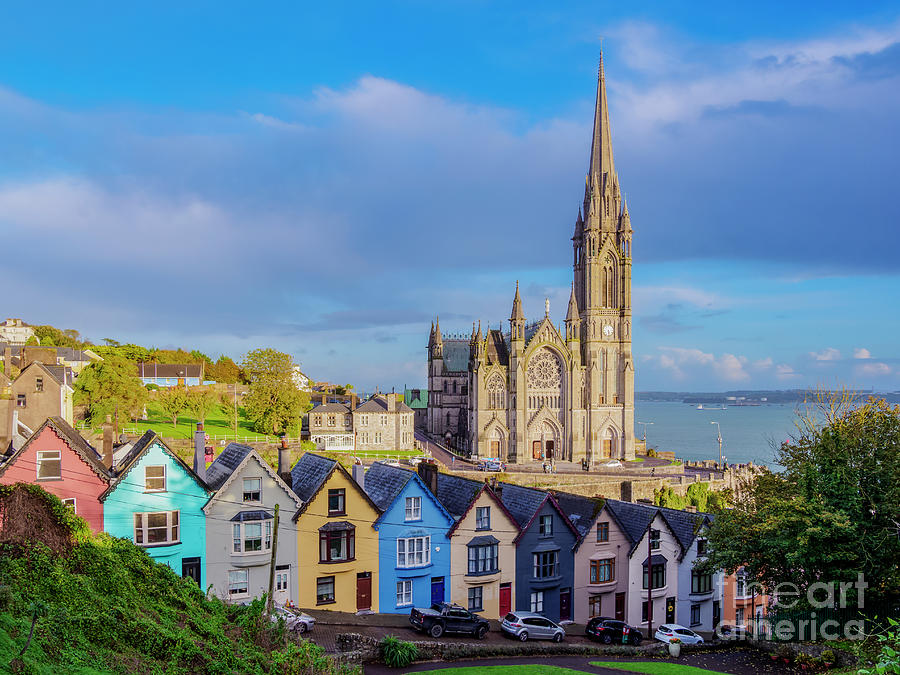 Deck Of Cards Colourful Houses And St. Colman's Cathedral, Elevated 