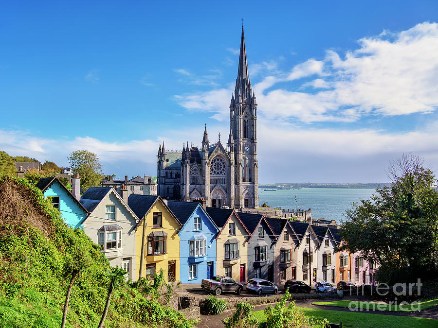 Deck of Cards colourful houses and St. Colman's Cathedral in Cobh ...