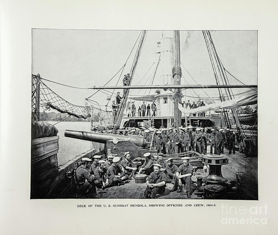 DECK OF THE U. S. GUNBOAT MENDOLA r1 Photograph by Historic illustrations