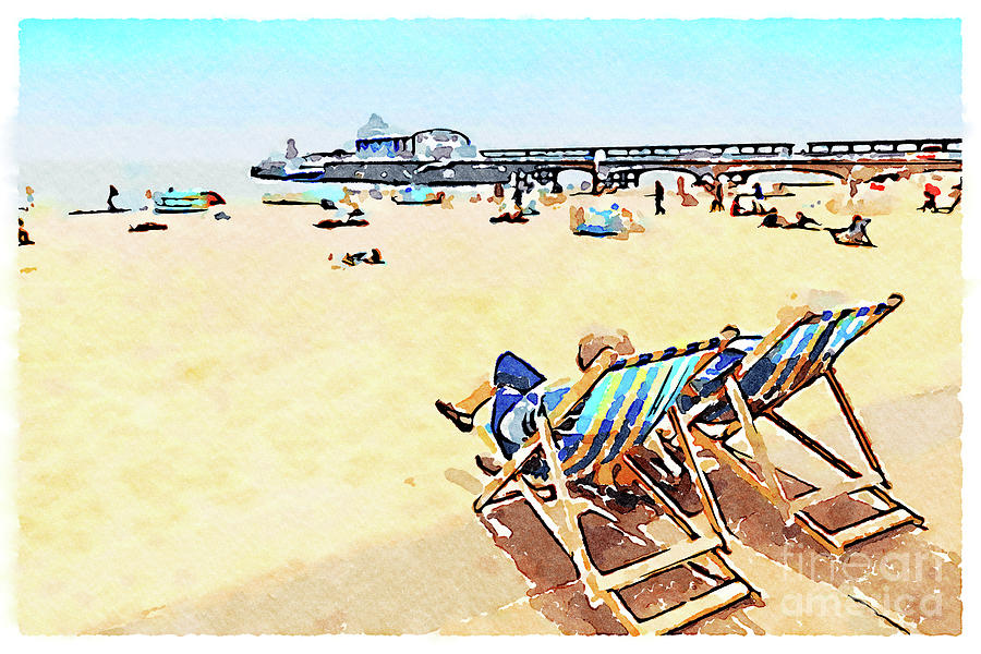 Deckchairs, Bournemouth Beach, Watercolour Photograph by Colin and Linda McKie