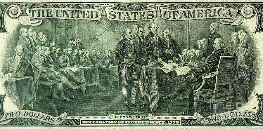 Declaration of Independence 1776 $2 Bill 3843 crop Photograph by Jack ...