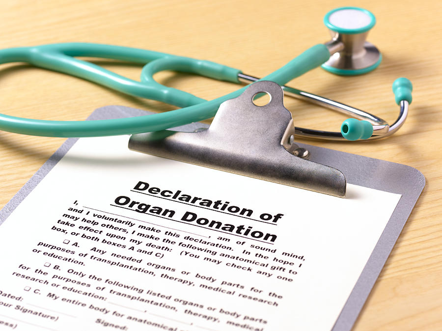 Declaration of organ donation on clipboard Photograph by Peter Dazeley