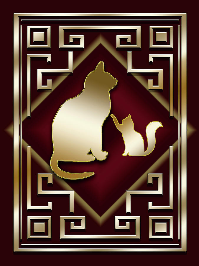 Deco Cats - Frame 6 Digital Art by Chuck Staley