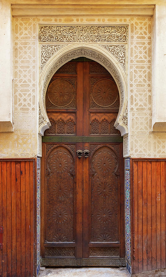 Decorated door in medina of Fez Photograph by Mikhail Kokhanchikov