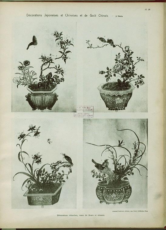 Decorations chinoises, vases de fleurs et oiseaux Painting by Artistic Rifki