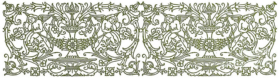 Decorative Door Header Design with Cupid Cherub Angles and Floral ...