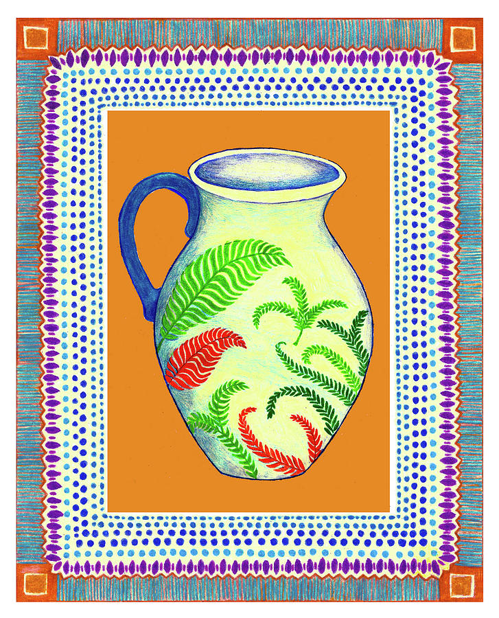 Decorative Fern Vase  Drawing by Lorena Cassady