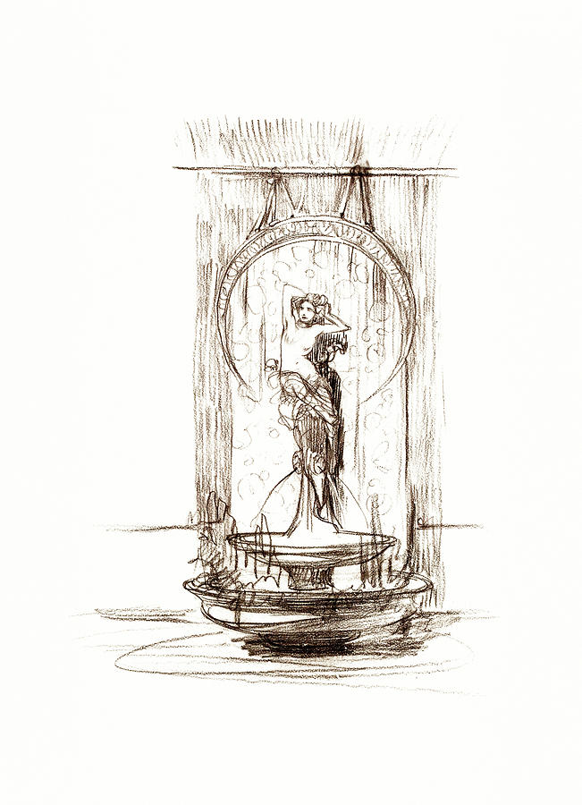 Decorative Fountain Project for the Interior Drawing by Bob Pardue