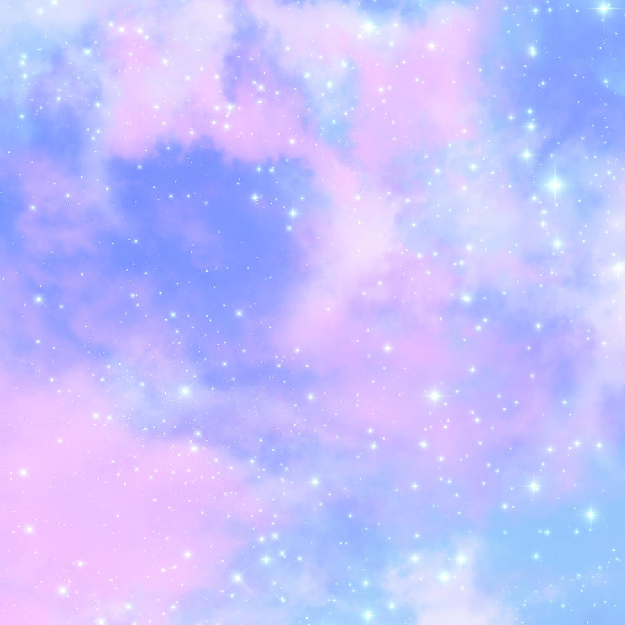 Decorative Magical Sky Pink Clouds Dreamy Stardust Digital Art by Sweet ...