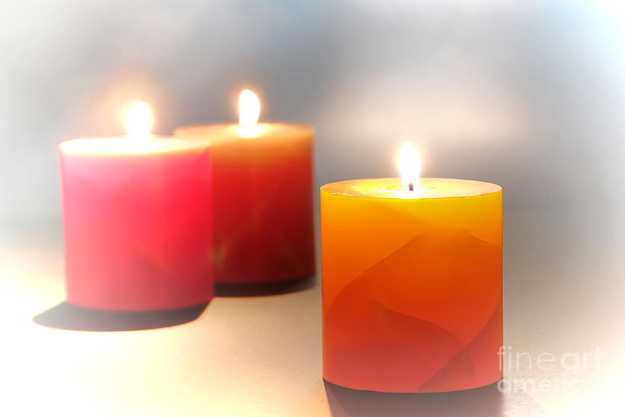 Decorative Pillar Candles Burning for Relaxation Photograph by Olivier Le Queinec