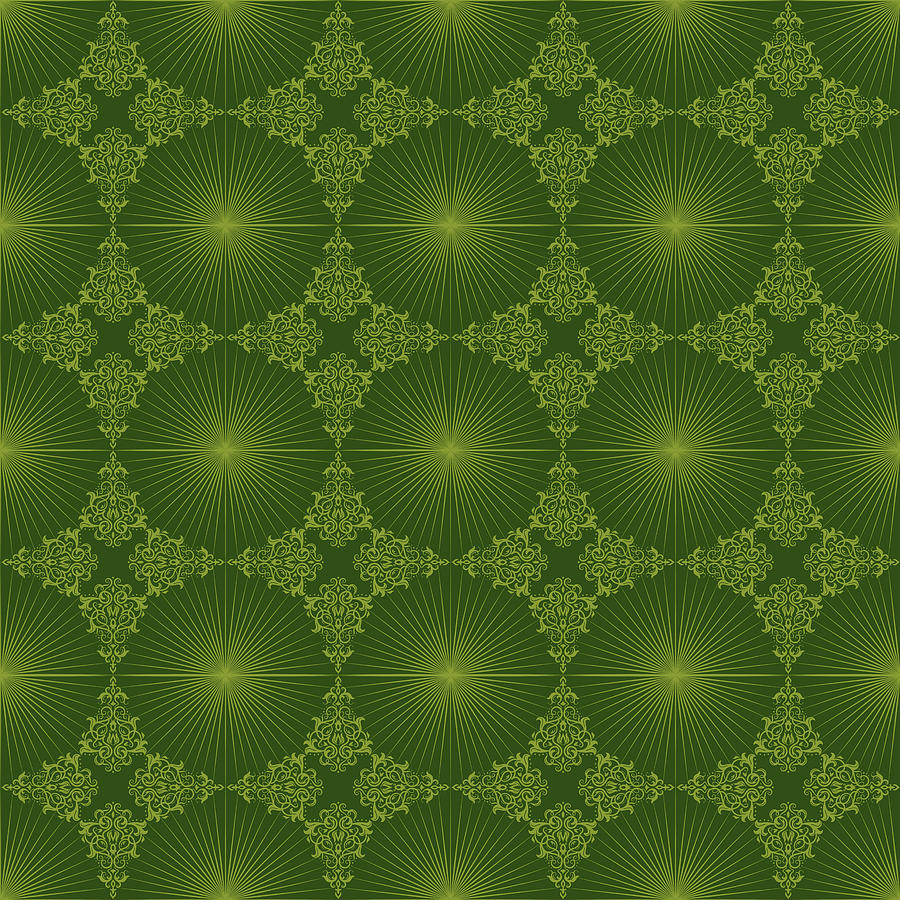 Decorative Royal Pattern - Green Digital Art