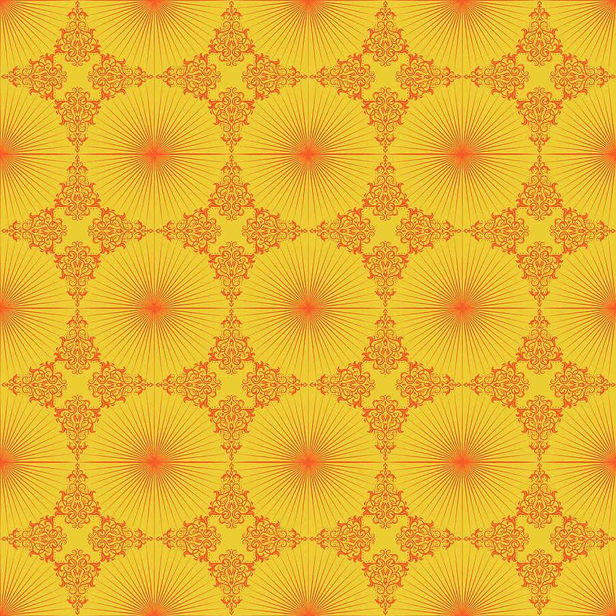 Decorative Royal Pattern - Yellow Digital Art