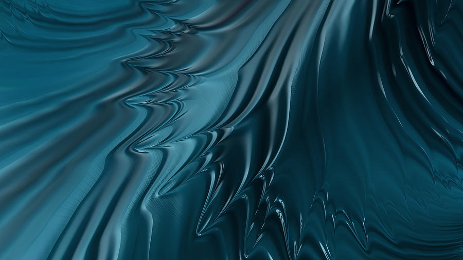Deep Blue Sea Waves Minimalist Fractal Abstract  Digital Art by Shelli Fitzpatrick