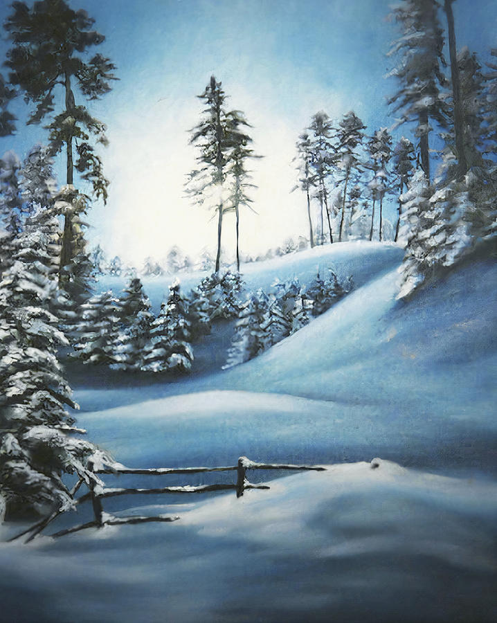 Deep Blue Winter Painting