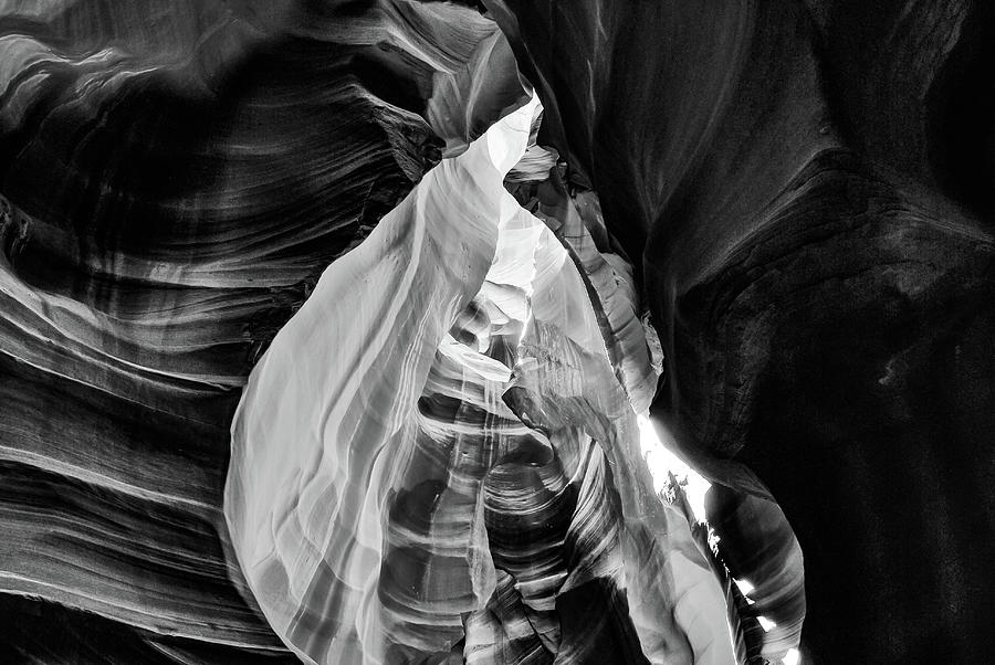 Deep Layers Of Antelope Canyon - Black and White Photograph by Gregory Ballos