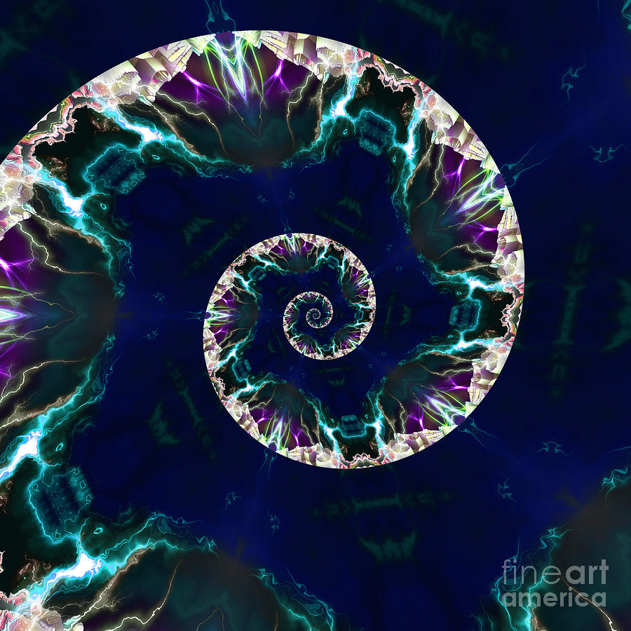 Deep Ocean Spiral  Digital Art by Rachel Hannah