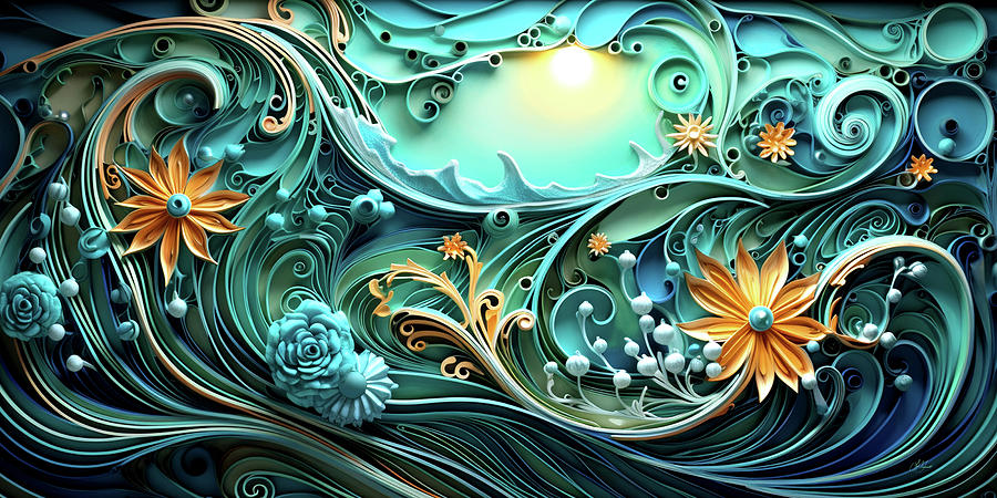 Deep Ocean Wave Quill Digital Art by Lori Grimmett